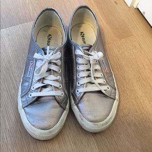 Superga metallic silver sneakers